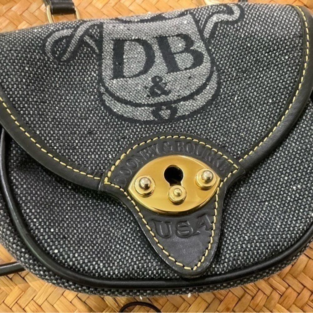 New Dooney And Bourke Belt Bag or Cross Bag Leather & Denim Cloth Over Canvas.